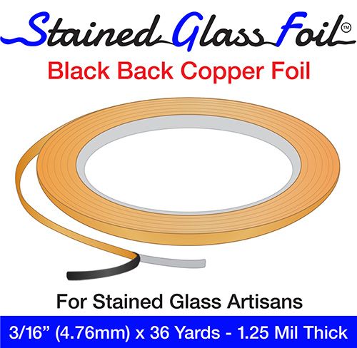 12580CS - Case Stained Glass Foil Black Back 3/16" 1.25 Mil 100/cs