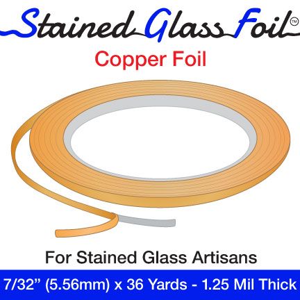 12569CS-Case Stained Glass Foil Copper 7/32" 1.25 Mil 100/cs