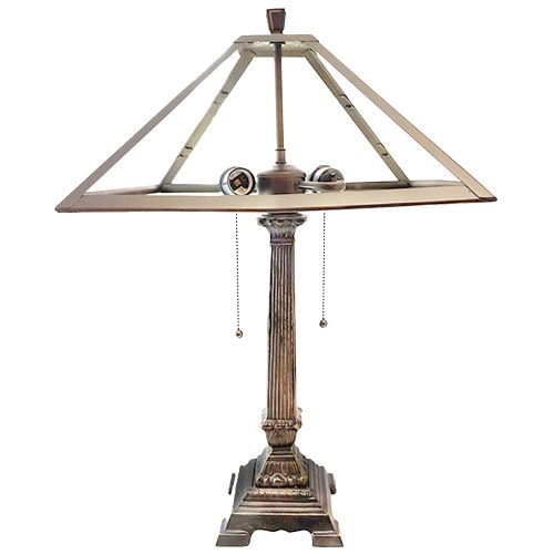 31000- 15" Dia. Metal Panel Lamp Base Kit, Antique Bronze Finish with Gold Highlts, 24" Tall