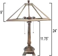31000- 15" Dia. Metal Panel Lamp Base Kit, Antique Bronze Finish with Gold Highlts, 24" Tall