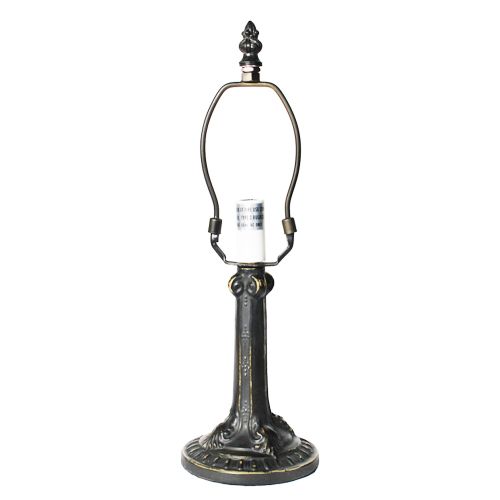 32010- Gothic Metal Lamp Base, Antique Bronze Finish With Gold Highlts, 12" Tall