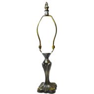 32016- Tulip Metal Lamp Base, Antique Bronze Finish With Gold Highlts, 12" Tall