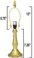 32017G- Lily Metal Lamp Base, Bright Gold Finish. 13"