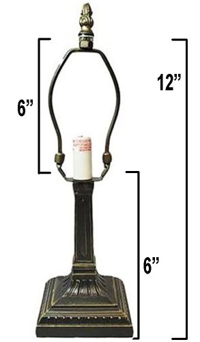 32018- Mission Metal Lamp Base, Antique Bronze Finish With Gold Highlts, 12"