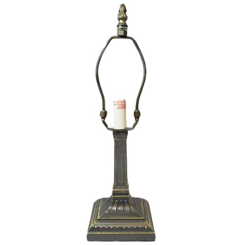 32018- Mission Metal Lamp Base, Antique Bronze Finish With Gold Highlts, 12" Tall