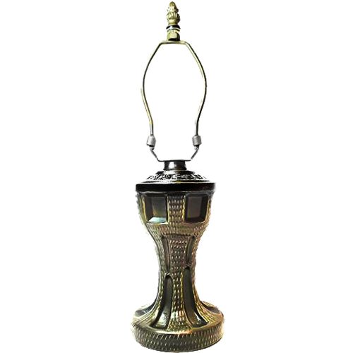 32021- Urn Metal Lamp Base, Antique Bronze Finish With Gold Highlts, 14" Tall