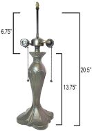 32041- Tulip Metal Lamp Base, Antique Bronze Finish With Gold Highlts, 20-1/2" Tall