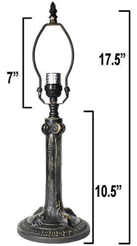 32050- Gothic Metal Lamp Base, Antique Bronze Finish With Gold Highlts, 17.5"