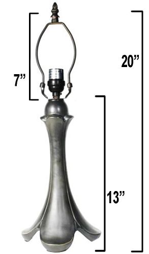 32052- Tulipa Metal Lamp Base, Antique Bronze Finish With Gold Highlts