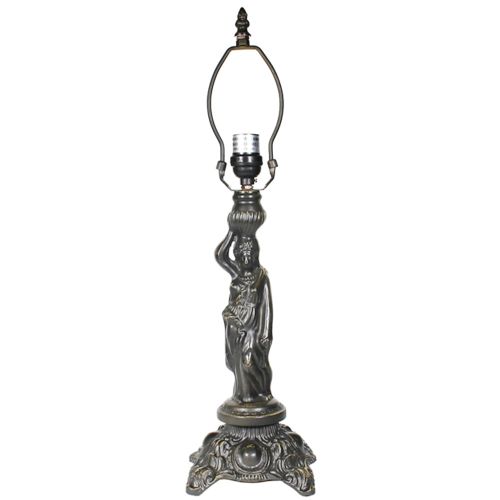 32061- Poseidon Metal Lamp Base, Antique Bronze Finish With Gold Highlts, 21" Tall