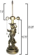 32063- Lady Metal Lamp Base, Antique Bronze Finish With Gold Highlts, 23-1/4" Tall
