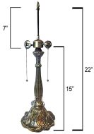 32071- Lily Metal Lamp Base, Antique Bronze Finish With Gold Highlts, 22" Tall