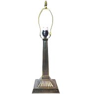 32079- Mission Metal Lamp Base, Antique Bronze Finish With Gold Highlts, 18-3/4" Tall