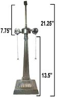 32080- Mission Metal Lamp Base, Antique Bronze Finish With Gold Highlts, 21-1/4"