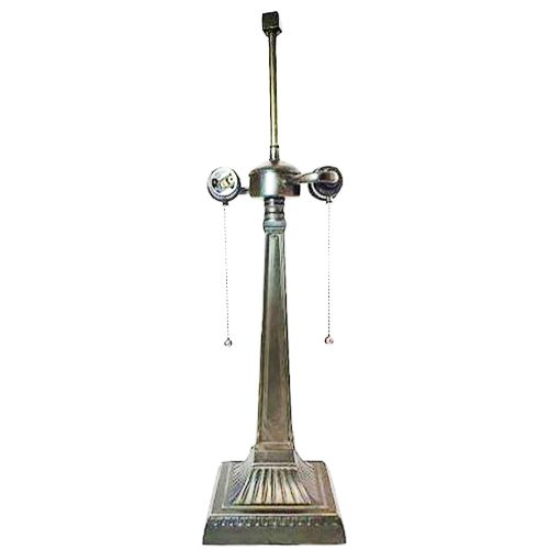 32080- Mission Metal Lamp Base, Antique Bronze Finish With Gold Highlts, 21-1/4" Tall