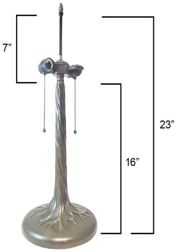 32089- Tree Trunk Metal Lamp Base, Antique Bronze Finish With Gold Highlts, 23" Tall