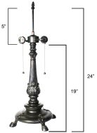 32091- Petastal Metal Lamp Base, Antique Bronze Finish With Gold Highlts, 24" Tall