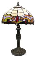 83124-Fleur de-Lis Stained Glass Lamp with Satin Bronze Finish Base
