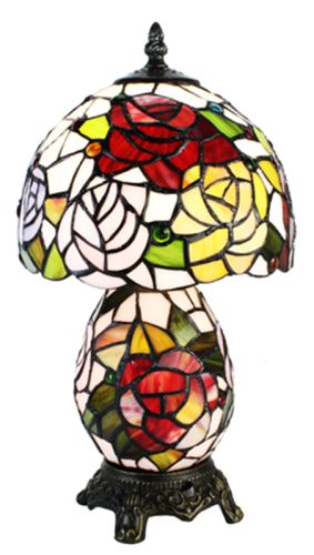 83143 - Double Rose Stained Glass Lamp