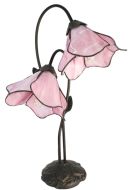 83145 - Twin Pink Lily Stained Glass Lamp