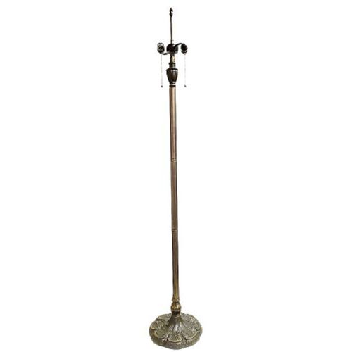 85002- Pedastal Floor Metal Lamp Base Dark Antique Bronze Finish With Gold Highlts, 62" Tall