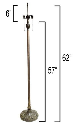 85002- Pedastal Floor Metal Lamp Base Dark Antique Bronze Finish With Gold Highlts, 62" Tall