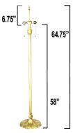 85002G- Pedestal Floor Metal Lamp Base, Bright Gold Finish, 64.75" 