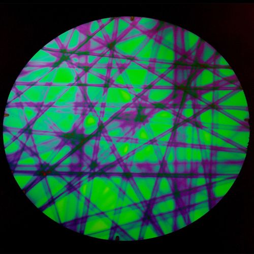 DC884B-CBS Thin DichroIC Emerald On Black Pixie Stix 9.5"Pie - 90 COE