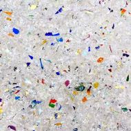 DF522-CBS Float Glass Dich. Frit Flakes Rainbow Clear Med. 82 COE.