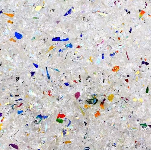 DF522-CBS Float Glass Dichroic Frit Flakes Rainbow Clear Medium