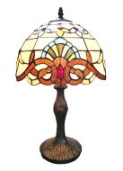 83110-Anthea Stained Glass Lamp with Satin Bronze Finish Base