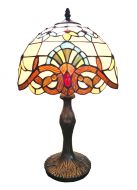 83110-Anthea Stained Glass Lamp with Satin Bronze Finish Base