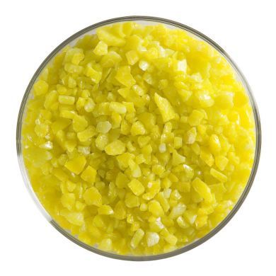 BU112093F - Bullseye Frit Coarse Canary Yellow Transparent 1lb Jar - 90 COE