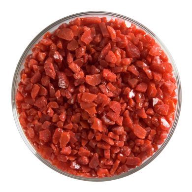 BU012403F - Bullseye Frit Coarse Poppy Red Opal 5lb Jar - 90 COE