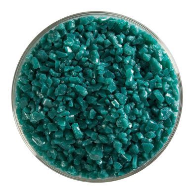 BU014493F- Bullseye Frit Coarse Teal Green Opal 5oz Jar - 90 COE