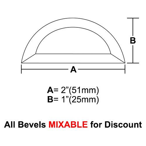 BVHR2CS-Case 1080ea. Half Circle Bevel 2"x1" 