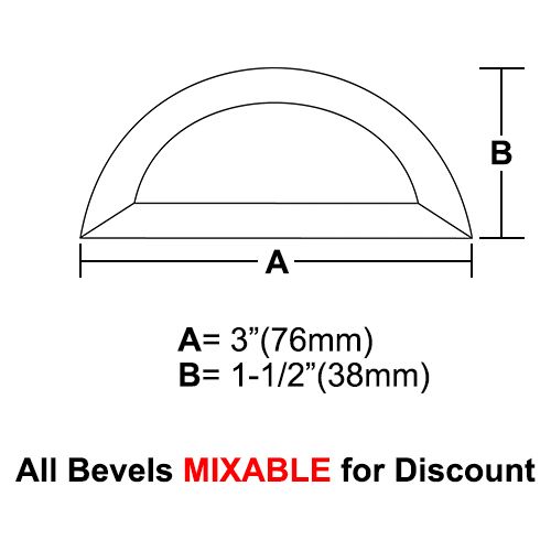 BVHR3CS-Case 720ea. Half Circle Bevel 3"x1.5" 
