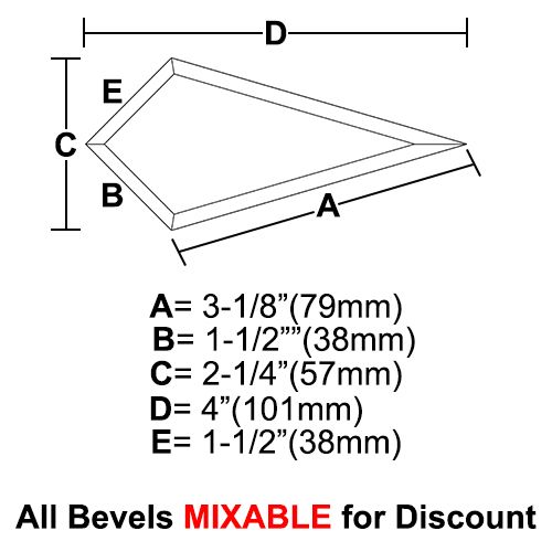 BVT03CS-Case 720ea. Tear Drop Bevel 3-1/8"x1.5"x2-1/4"x4"x1.5" 