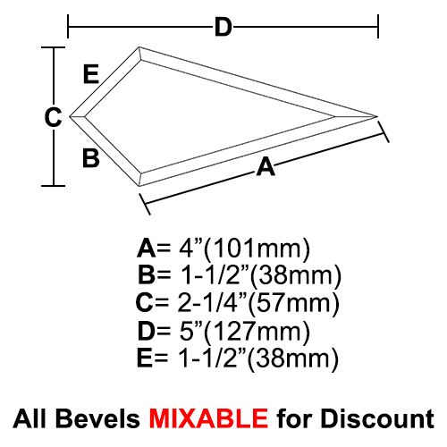 BVT04CS-Case 360ea. Tear Drop Bevel 4"x1.5"x2-1/4"x5"x1.5" 