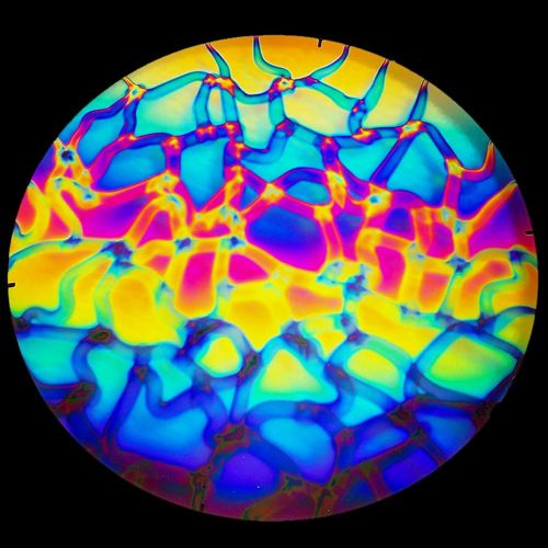 DC894B-CBS Thin Dichroic Rainbow 2 On Black Cool Lava 8"x9" - 90 COE