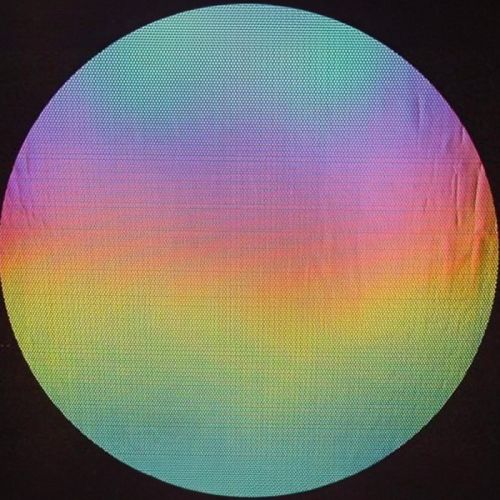 DC907C-CBS Thin Dichroic Rainbow 1 On Black Dot 4"x4.75" - 90 COE