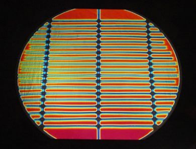 DC690C - CBS Thin Dichroic Rainbow 1 On Black Stripes (3/4") 4"x4.75" - 96 COE