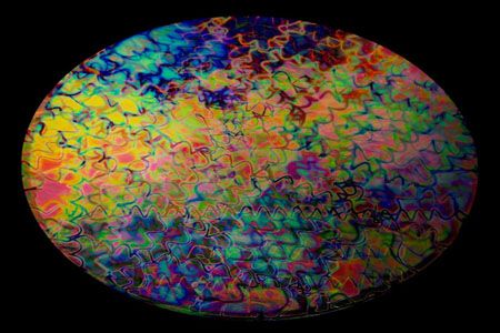 DC699B-CBS Thin Dichroic Rainbow 1 On Black Corkscrew 8"x9" - 96 COE