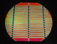 DC898A-CBS Thin Dichroic Rainbow 1 On Black 3/4"Stripes 16"x19" - 90 COE